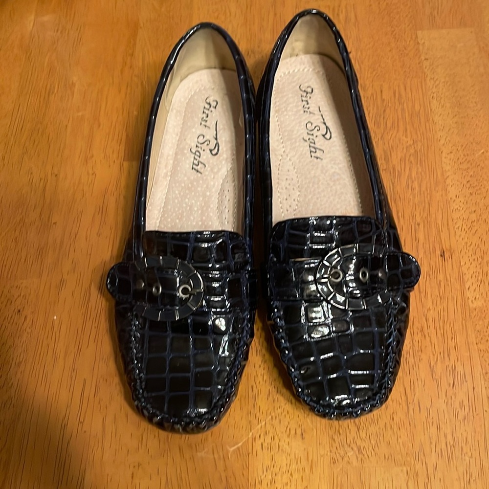 First Sight slip on crocodile loafers with buckle